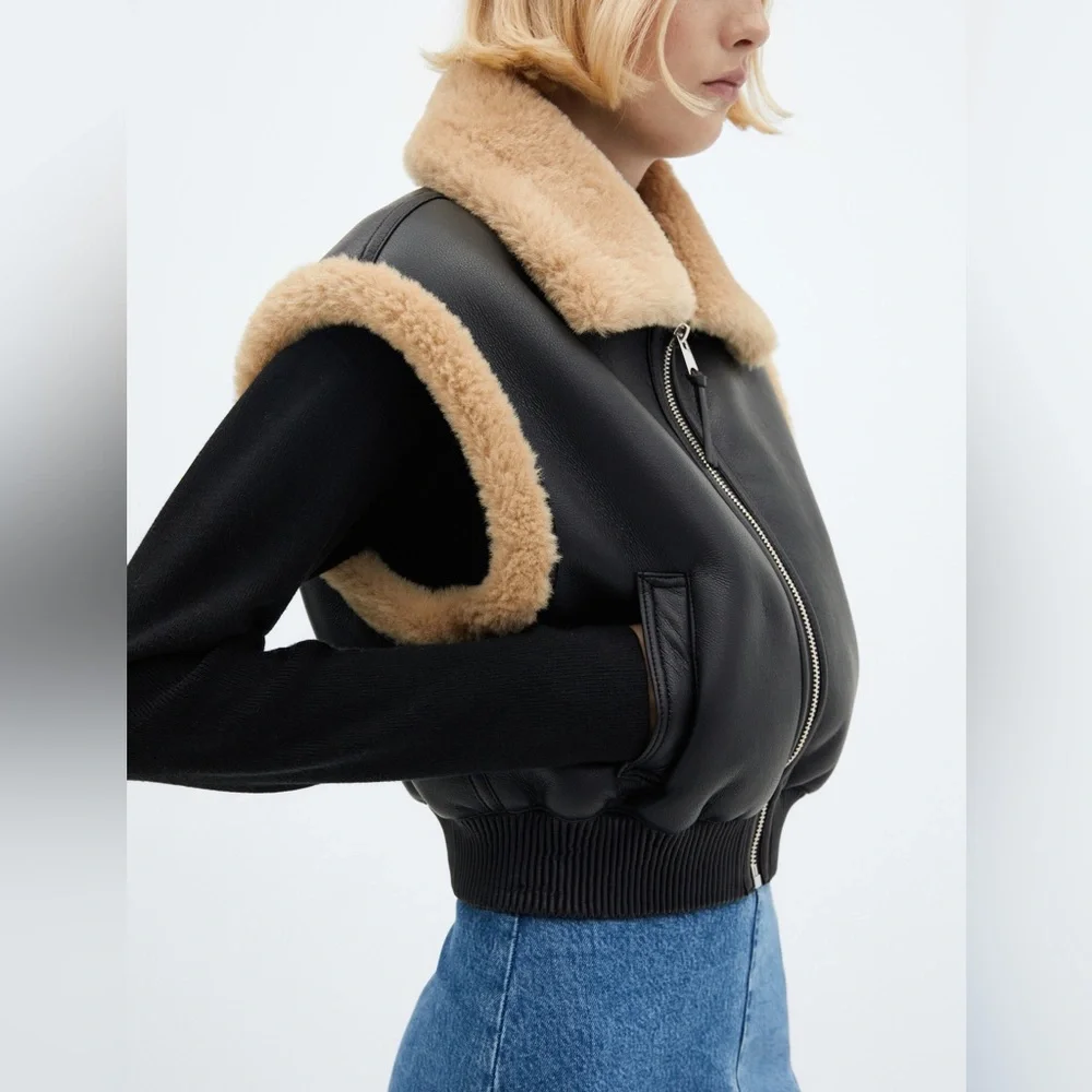 Jason Wu Shearling-lined bomber vest faux leather M - Picture 3 of 16